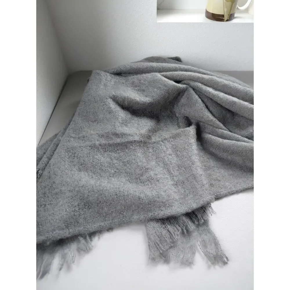 Foulards Japanese Kimono Shawl Open Front Gray Woven VTG Lagonlook Minimalist